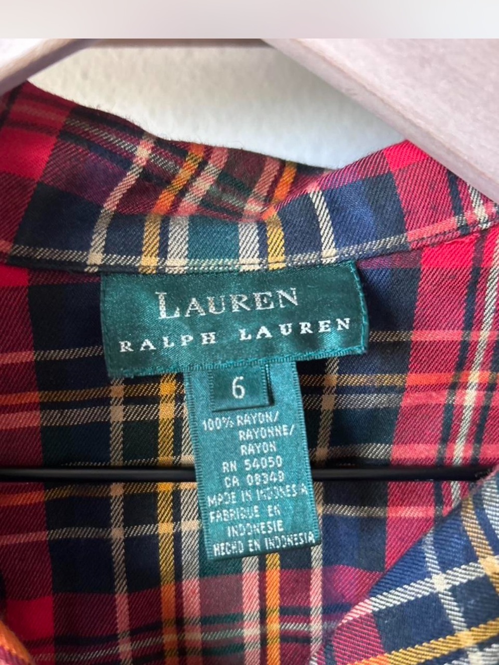 Ralph Lauren 6 Red Plaid Button-Up Shirt - Picture 4 of 5